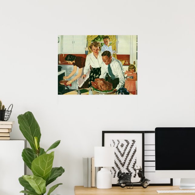 Poster Cuisine familiale vintage Thanksgiving Dîner Cuisi (Bureau à domicile)