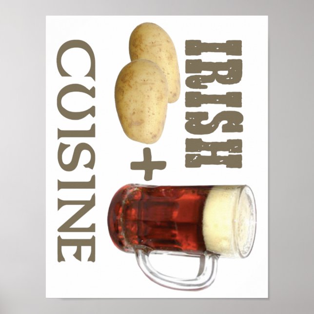 Poster Cuisine irlandaise Pomme de terre + Bière ! (Devant)