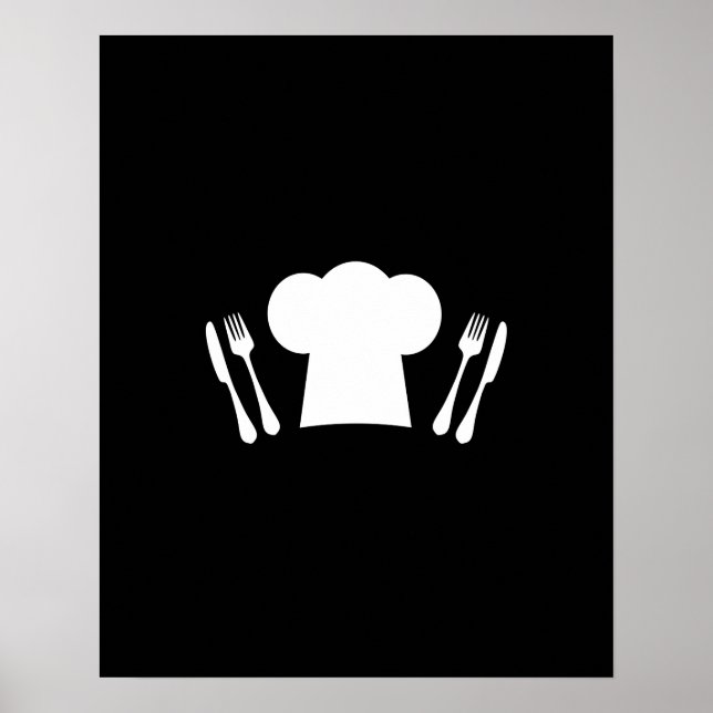 Poster Cuisine ou restaurant Casquette chef (Devant)