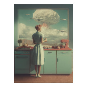 Poster Cuisine Rétro Atomique Art Surréaliste