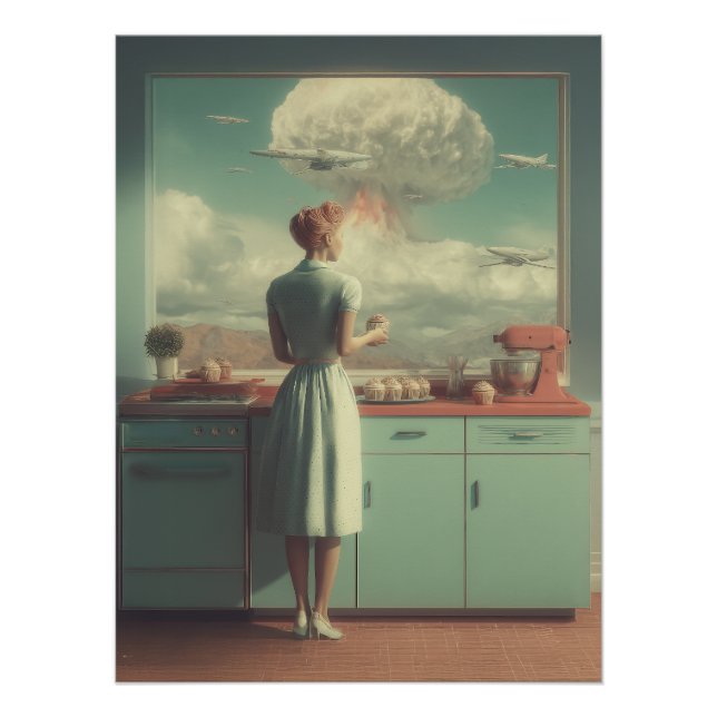 Poster Cuisine Rétro Atomique Art Surréaliste (Devant)