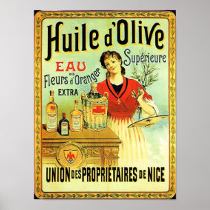 Poster Cuisine vintage d'huile d'olive de Vieux Monde