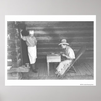 Poster Cuisinier regardant jouer aux cartes de cowboy 2