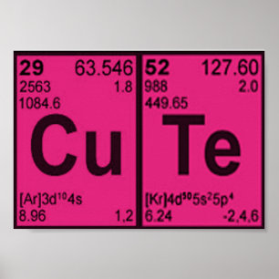 Poster Cuivre Tellurium "CuTe" Hot Rose Girls Geek Nerdy