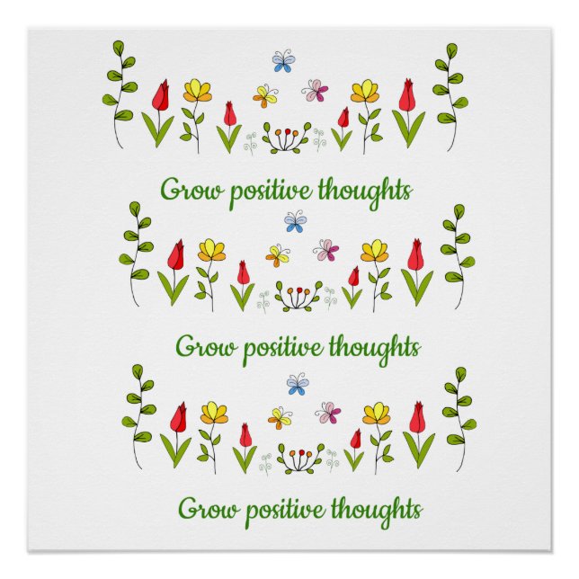 Poster Cultiver des pensées positives fleurs (Devant)