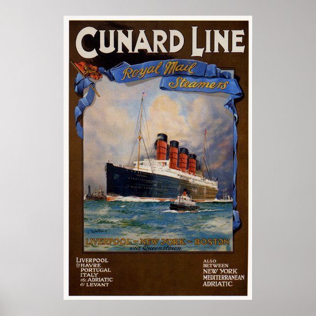 Poster Cunard Line -Lusitania (Devant)