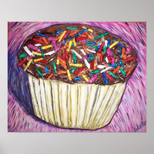 Poster "Cupcake au chocolat avec arroses" (Devant)
