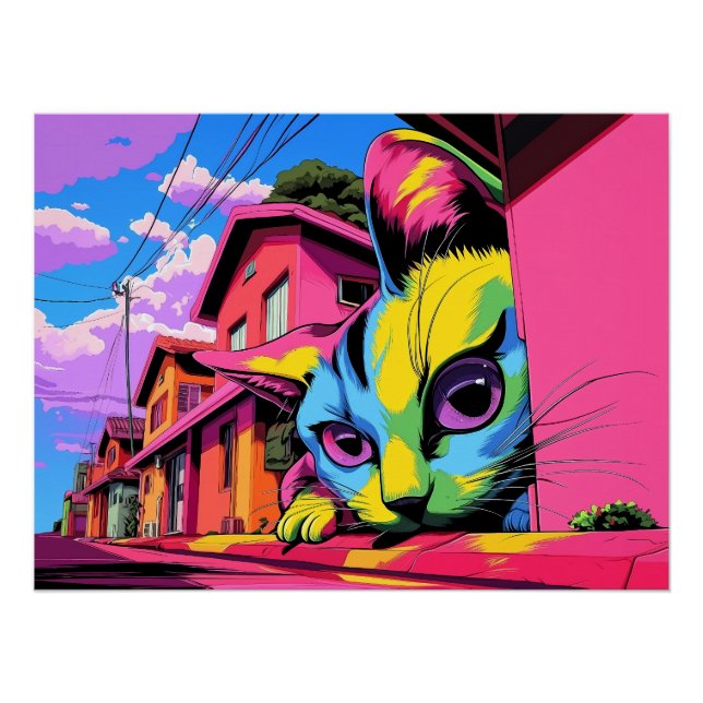 Poster Curieux Colosse : Le Chat Géant dans le Voisinage (Devant)