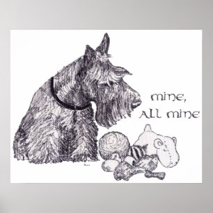 Poster Curieux Scottish Terrier Mine, tous les miens
