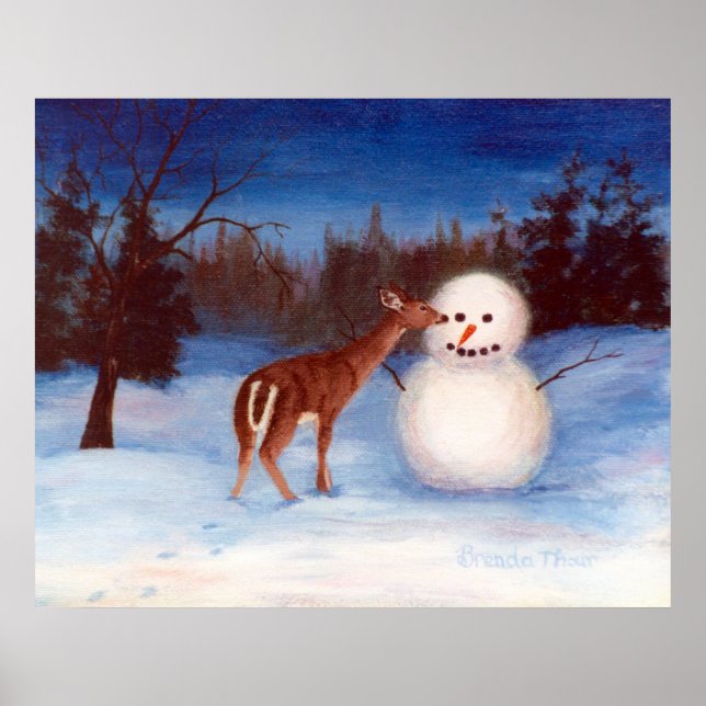 Poster Curiosity Deer et Snowman (Devant)