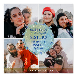 Poster Custom 4 Photo Collage Soeurs BFF Garde-devis