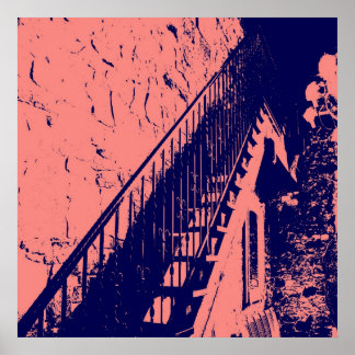 Poster Custom Coral Navy Blue Stairs