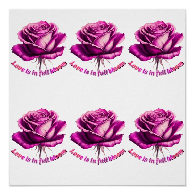 Poster Custom Love En Pleine Fleur Rose Saint-Valentin  (Devant)