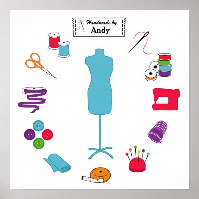 Poster Customiser le Étiquette coudre à droite (Devant)