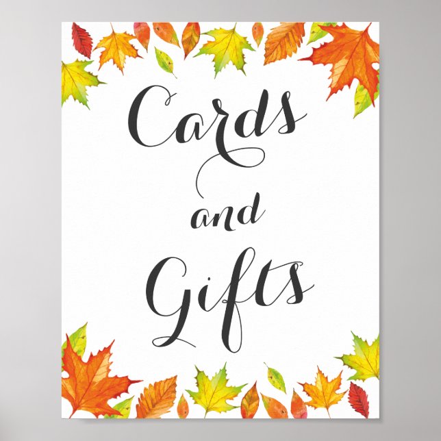Poster Customizable Autumn Sign, Fall Leaves Decor (Devant)