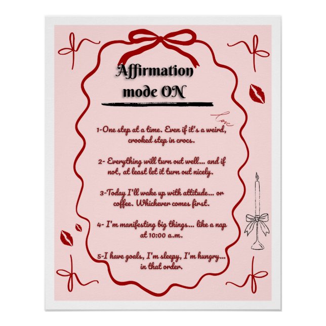 Poster cute affirmations funny aesthetic mindset (Devant)