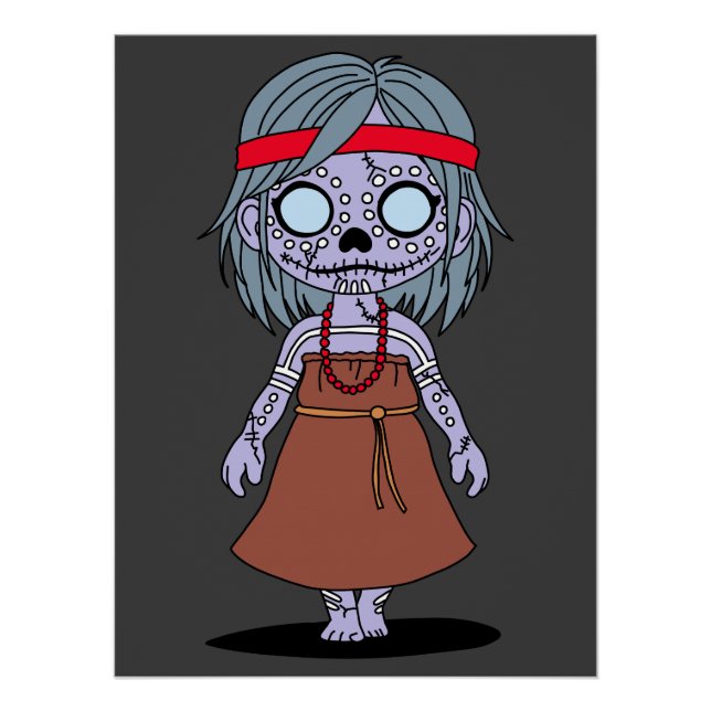 Poster Cute Autochtone Australien Zombie (Devant)