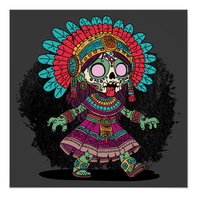 Poster Cute Aztec Zombie (Devant)