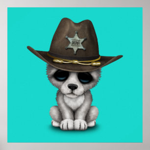 Poster Cute Baby Wolf Sheriff
