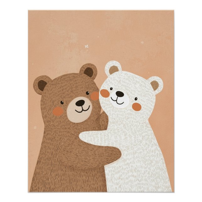 Poster Cute Bear Print, Enfants Animal Nursery, Baby Room (Devant)