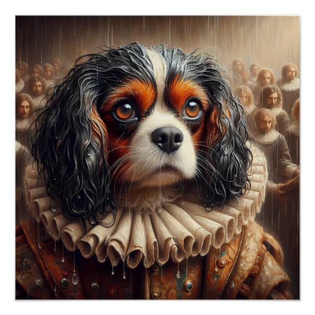 Poster Cute Cavalier King Charles Spaniel Hamlet Art (Devant)