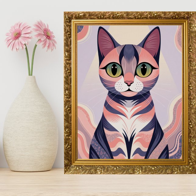 Poster Cute Chat Coloré, Fun Chic, Animaux (Créateur téléchargé)