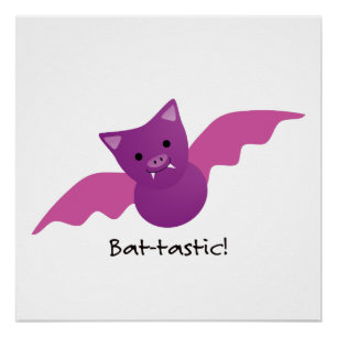 Poster Cute chauve chauve-souris rose batastique