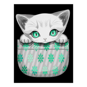 Poster Cute de chat et pointe joueuse à partir d'une poch