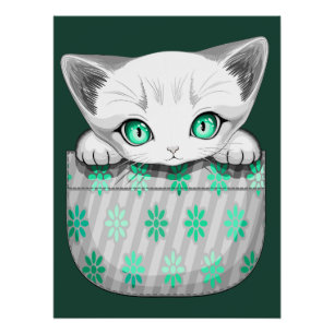 Poster Cute de chat et pointe joueuse à partir d'une poch