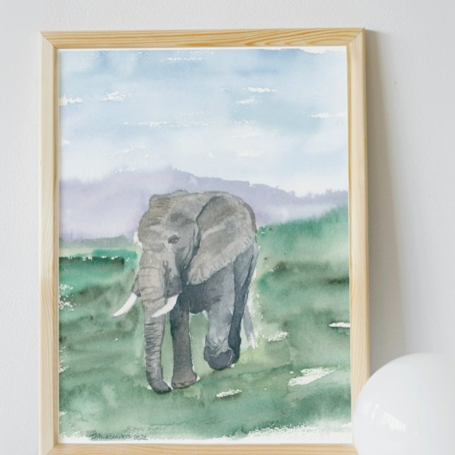 Poster Cute Elephant Watercolor (Créateur téléchargé)