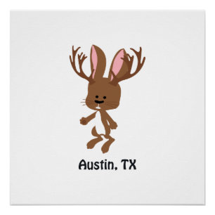 Poster Cute Jackalope - Austin, Texas