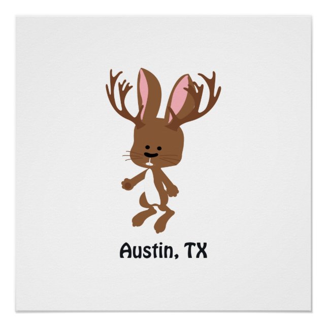 Poster Cute Jackalope - Austin, Texas (Devant)