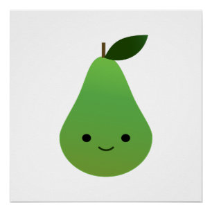 Poster Cute kawaii Souriant Pear