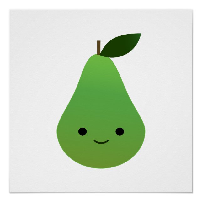 Poster Cute kawaii Souriant Pear (Devant)