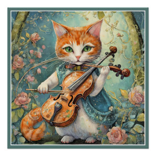 Poster Cute Kitty Jouer au violon