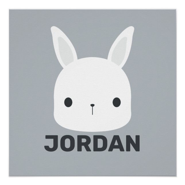 Poster Cute Little Bunny Rabbit with Personalized (Devant)