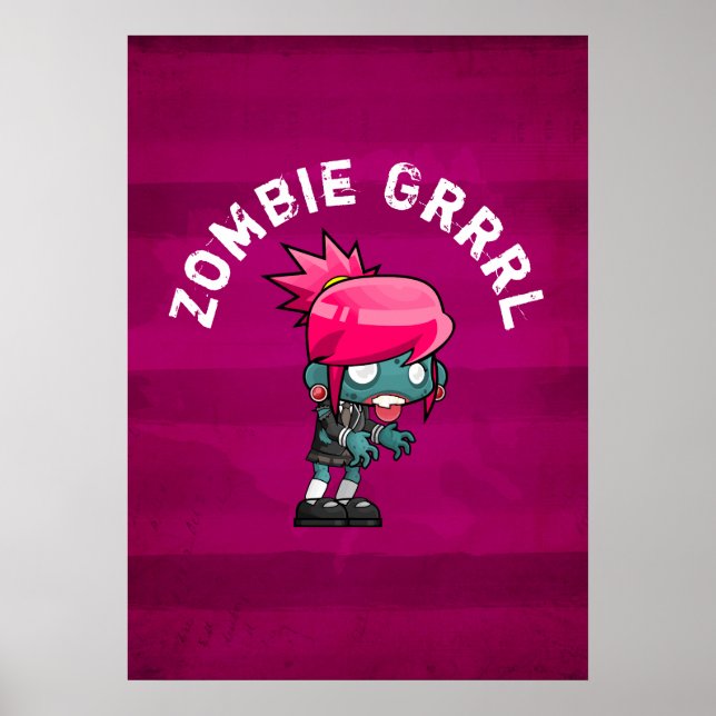 Poster Cute Punk Rock Zombie Grrrl (Devant)