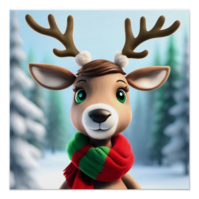 Poster Cute Reindeer (Devant)
