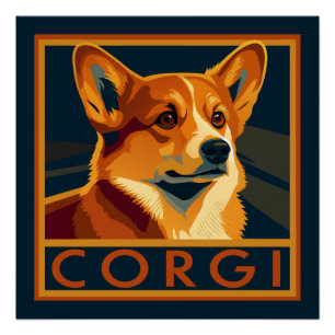 Poster Cute Retro Pembroke Welsh Corgi