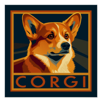 Poster Cute Retro Pembroke Welsh Corgi