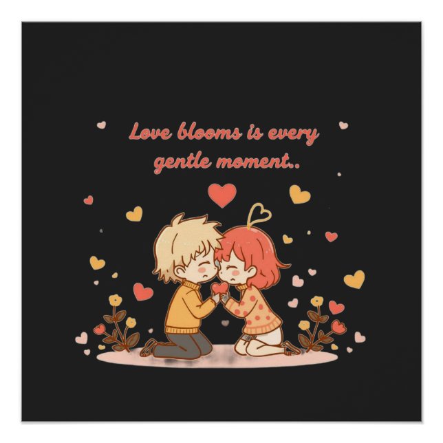 Poster Cute Romantic Anime Couple - Love Moment (Devant)