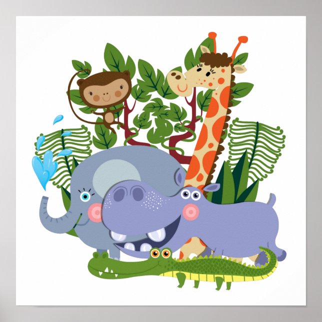 Poster Cute Safari Animals (Devant)