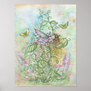 Poster Cute Sleeping Fairy and Butterflies Imaginaire Art
