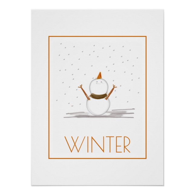 Poster Cute Snowman Winter Art (Devant)