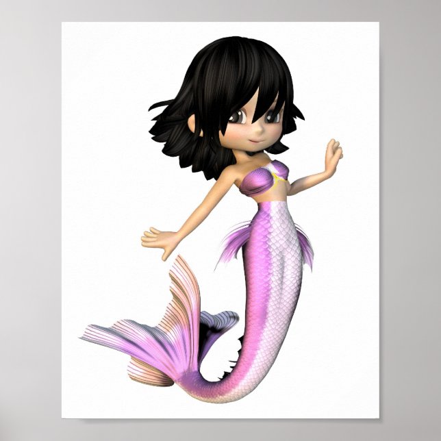Poster Cute Toon Purple Sirène (Devant)