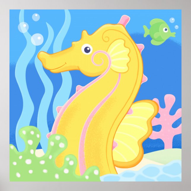 poster - cute tropical sea horse (Devant)