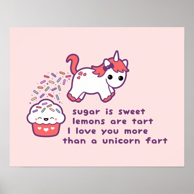 Poster Cute Unicorn Fart (Devant)