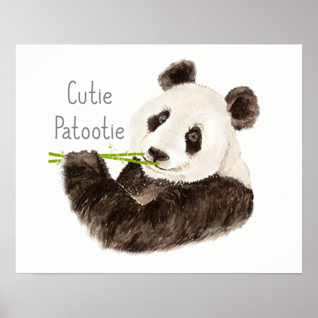 Poster Cutie Patootie Aquarelle Panda Ours Amusant (Devant)