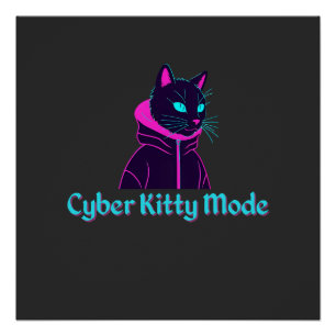 Poster Cyber Vibes - Neon Glitch Design esthétique