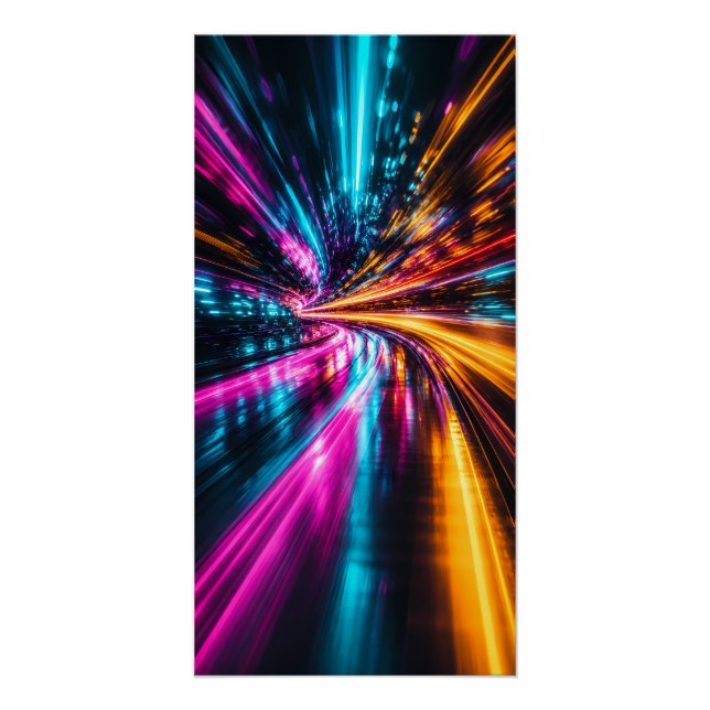 Poster Cyberpunk Neon Warp Drive (Devant)